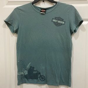 Harley Davidson Large Womens light green sage bejeweled tee Battle Creek, MI